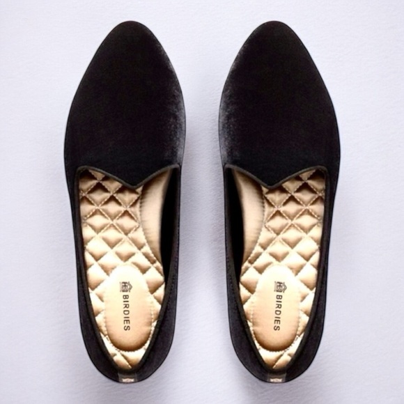 Birdies The Heron Flat Black Suede Velvet Slip On Loafer Walking Shoe Size 7.5 - Picture 1 of 10
